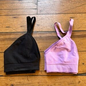 Set of 2 | Seamless Triangle Bralettes in Black & Lavender
